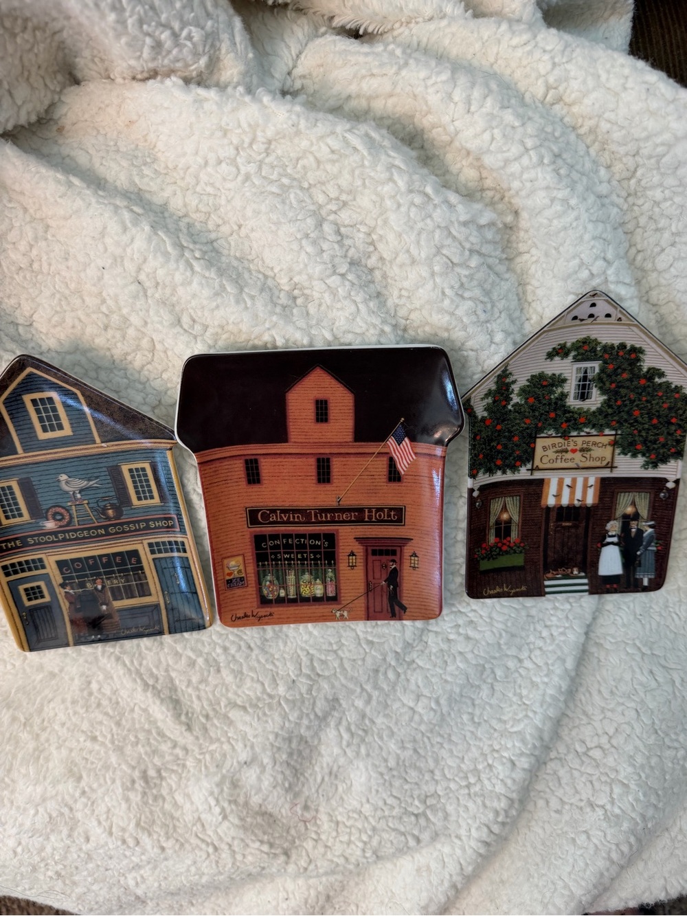 Lot of 3 Vintage Trinket Trays by Charles Wysocki Bradford Exchange